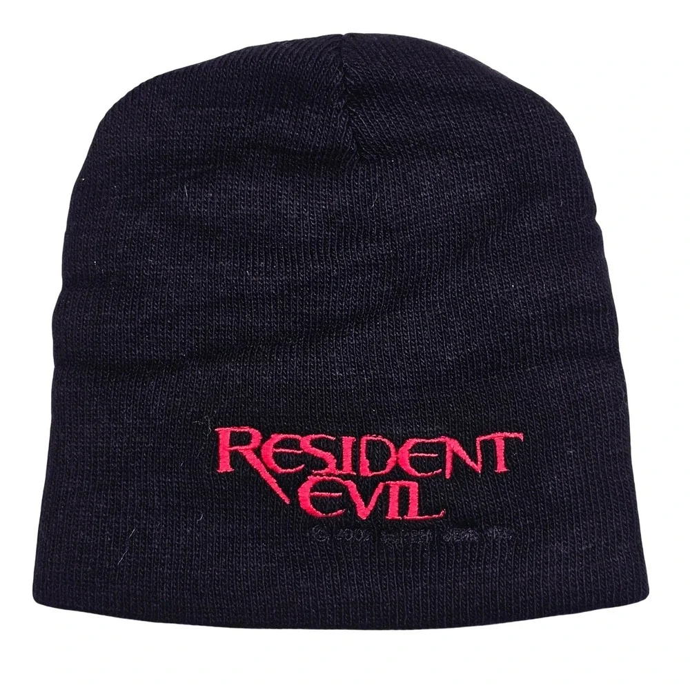 Resident Evil Beanie Hat Vintage 2002 Promo‎ Black Embroidered Logo Horror Knit